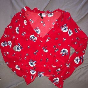 NEW H&M Red Floral Blouse